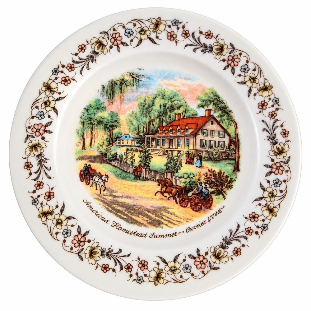 Vintage Texas-Ware Currier & Ives American Homestead Summer Melamine Plate 6"